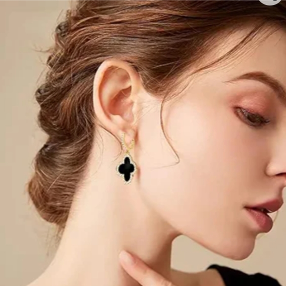 NEW 14 carats Gold planed Trefle earings - Picture 6 of 7